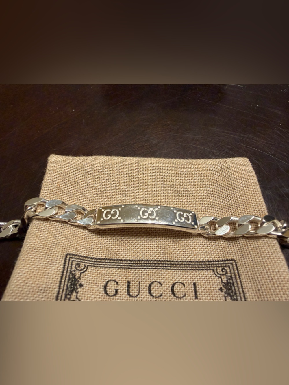 New Authentic Gucci GG Supreme Logo Siver Bracelet - Picture 9 of 13